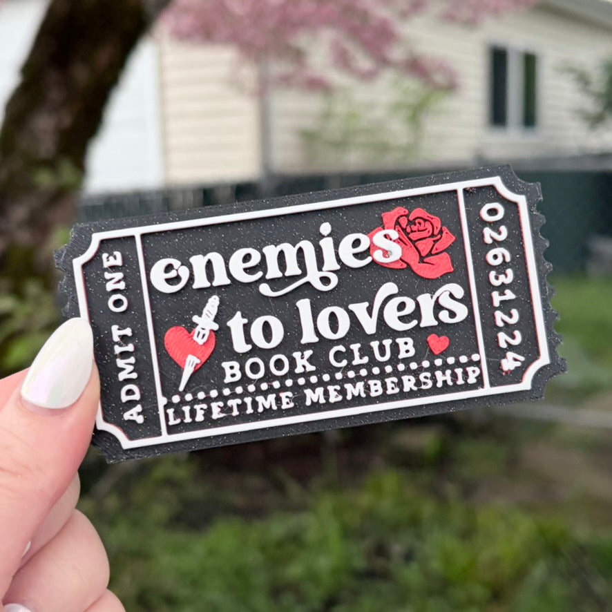 3d Printed Shelf Trope Ticket - Enemies to Lovers Book Club