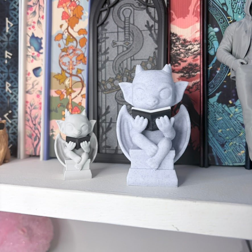 3d Printed Cute Gargoyle Reading a Book Bookshelf Decor