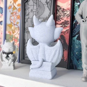 3d Printed Cute Gargoyle Reading a Book Bookshelf Decor