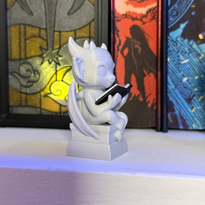 3d Printed Cute Gargoyle Reading a Book Bookshelf Decor