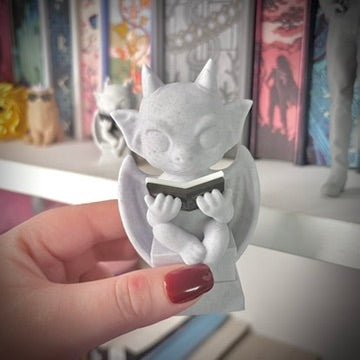 3d Printed Cute Gargoyle Reading a Book Bookshelf Decor