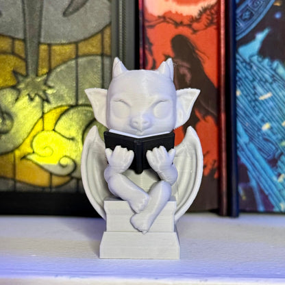 3d Printed Cute Gargoyle Reading a Book Bookshelf Decor