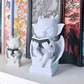 3d Printed Cute Gargoyle Reading a Book Bookshelf Decor