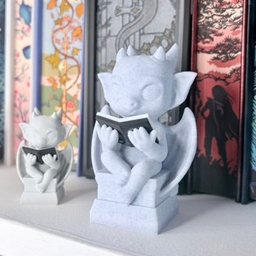 3d Printed Cute Gargoyle Reading a Book Bookshelf Decor