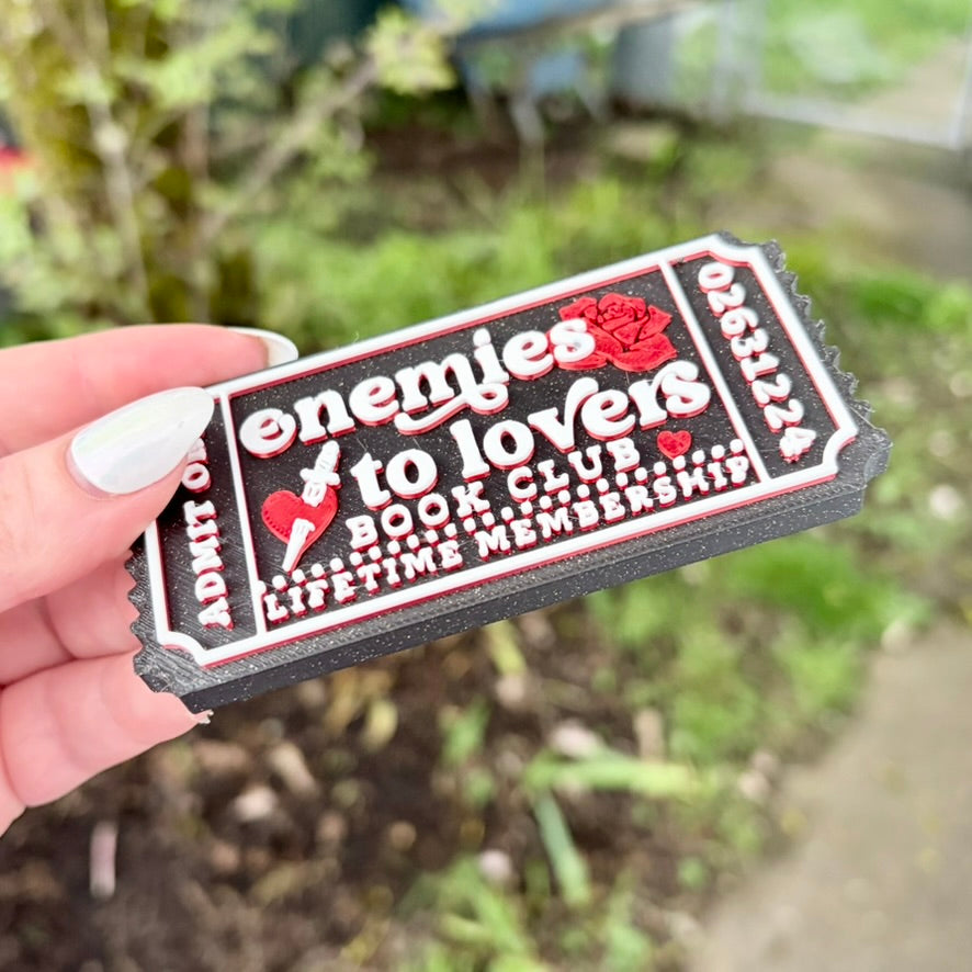 3d Printed Shelf Trope Ticket - Enemies to Lovers Book Club