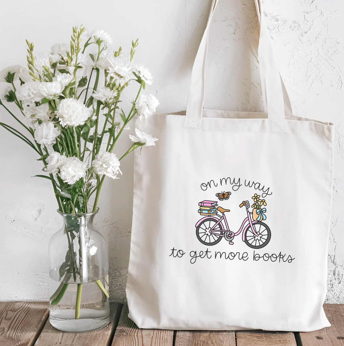 On My Way to Get More Books Sublimated Canvas Tote Bag