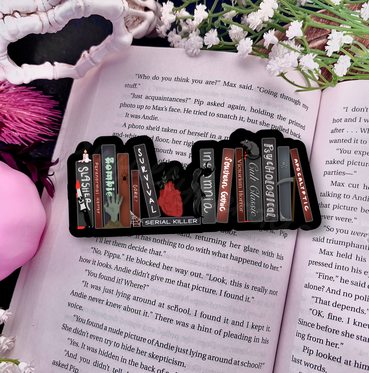 Horror Tropes Bookshelf Die-Cut Bookmark - Broken Glass Finish