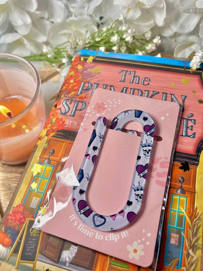 Dark Romance Symbols Jumbo Acrylic Paperclip Sublimated Bookmark – Bookish Page Holder