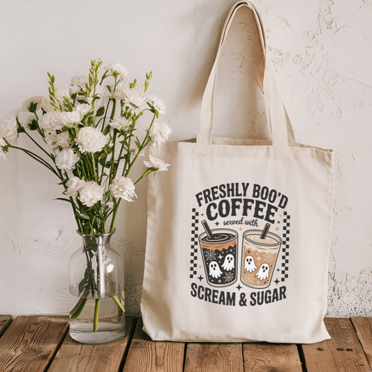 Freshly Boo'd Coffee Sublimated Canvas Tote Bag