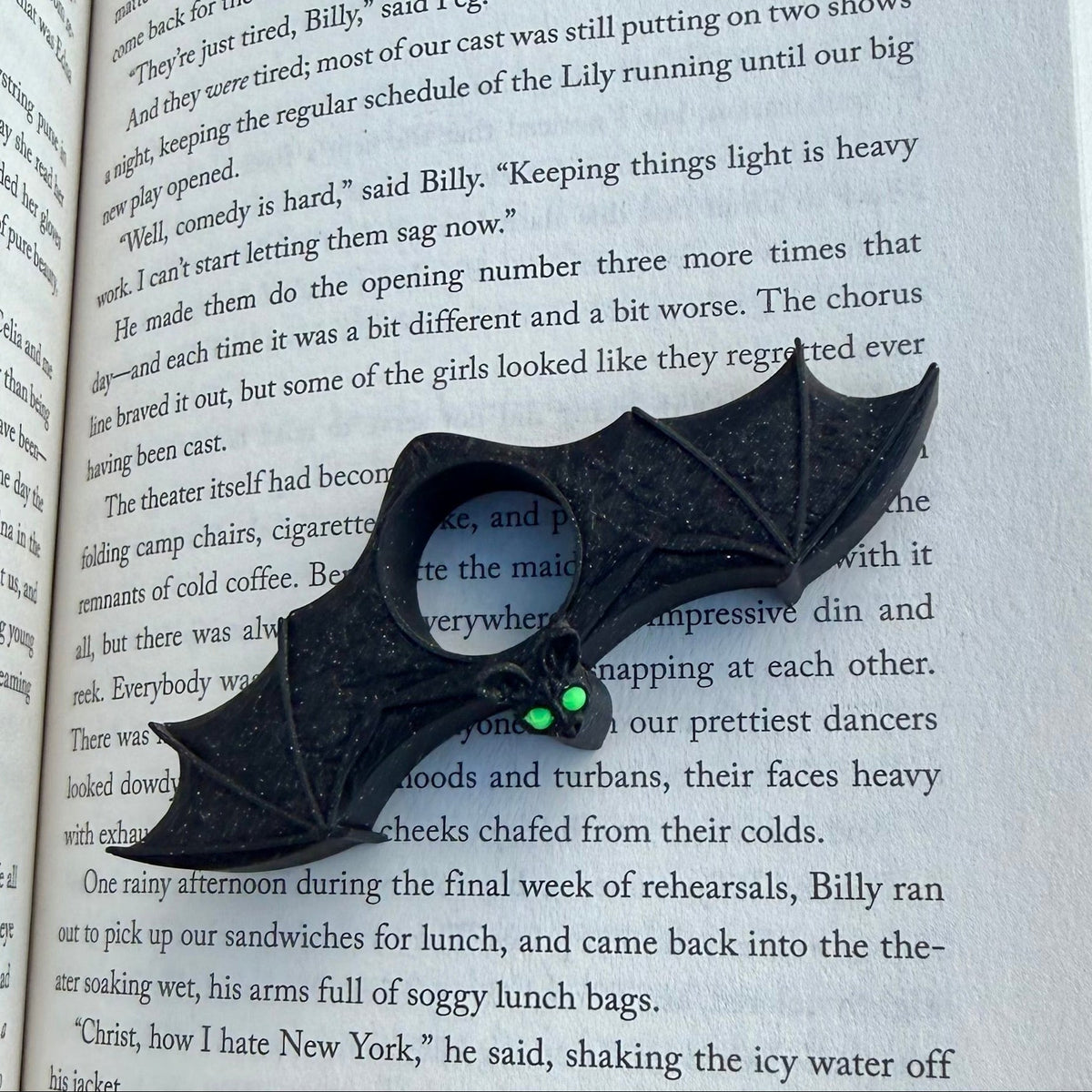 Green Eyed Bat 3d Printed Thumb Book Holder