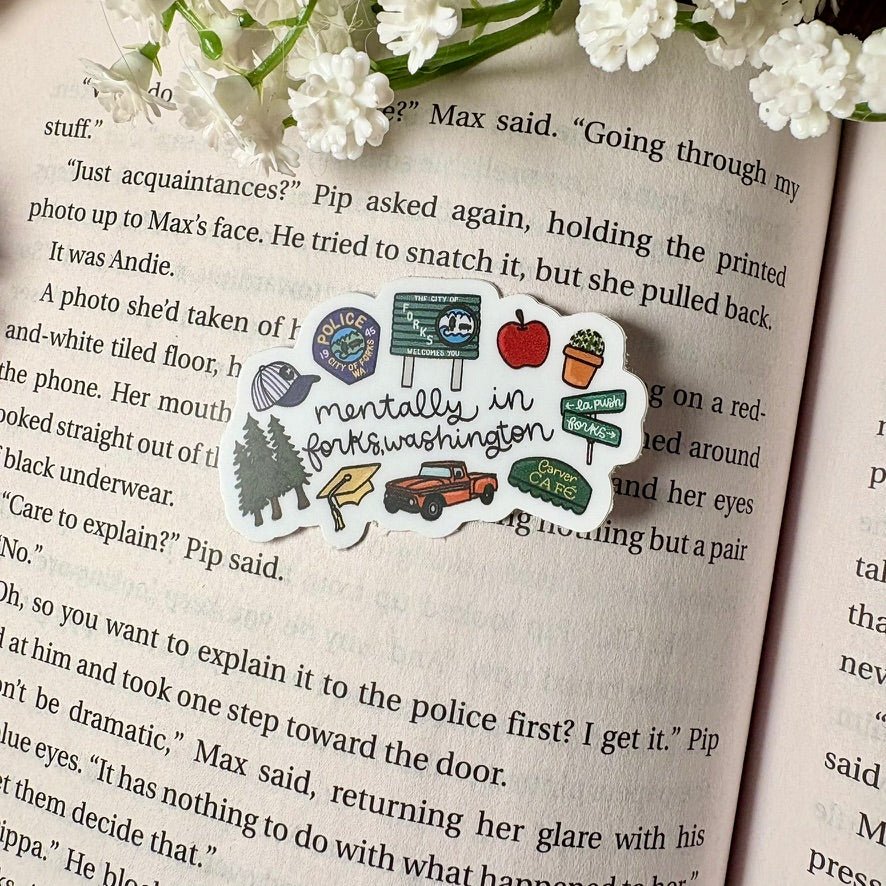 Mentally in Forks Washington Symbols 2 inch Matte Sticker