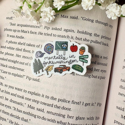 Mentally in Forks Washington Symbols 2 inch Matte Sticker