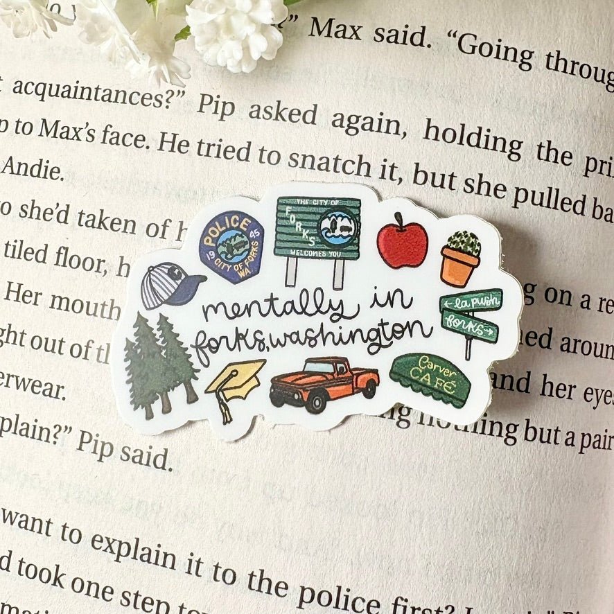 Mentally in Forks Washington Symbols 2 inch Matte Sticker