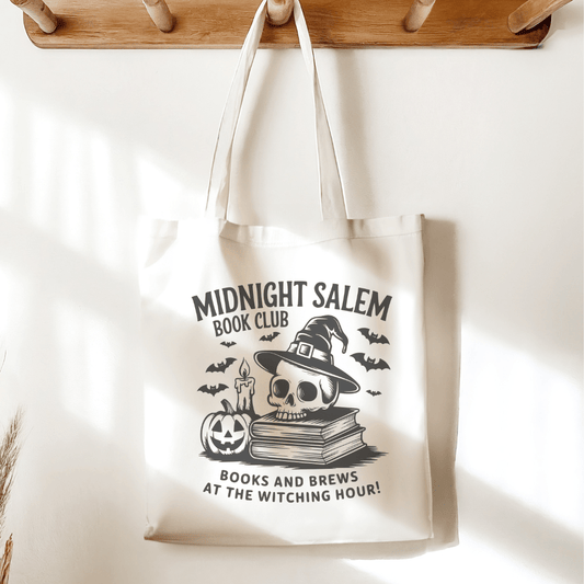Midnight Salem Book Club Sublimated Canvas Tote Bag