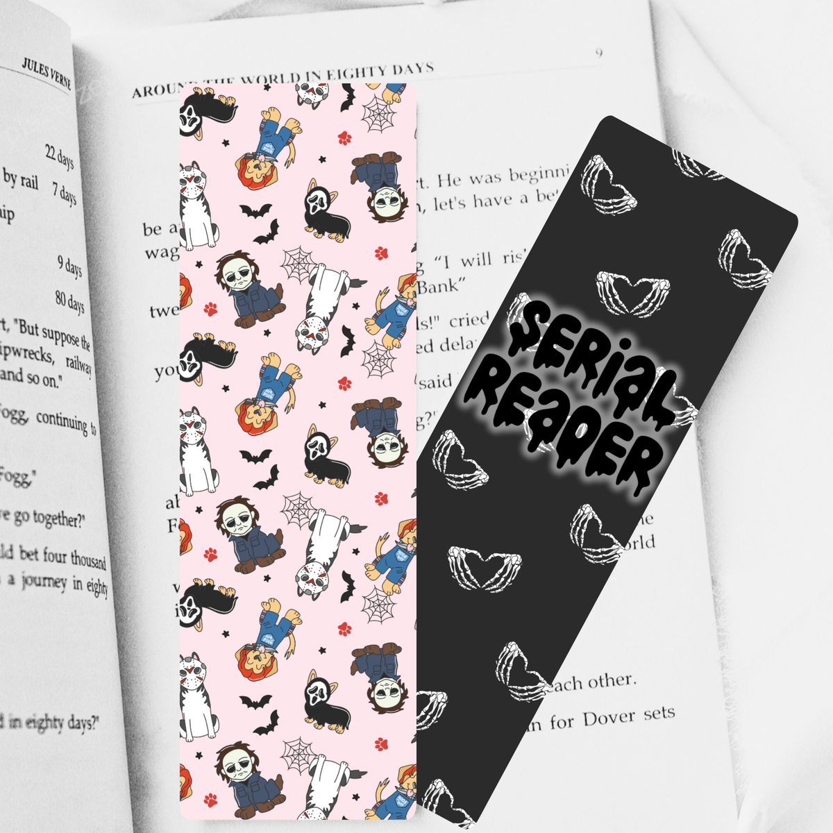 Thriller Movies Inspired Dogs Serial Reader Dual-Sided Cardstock Bookmark
